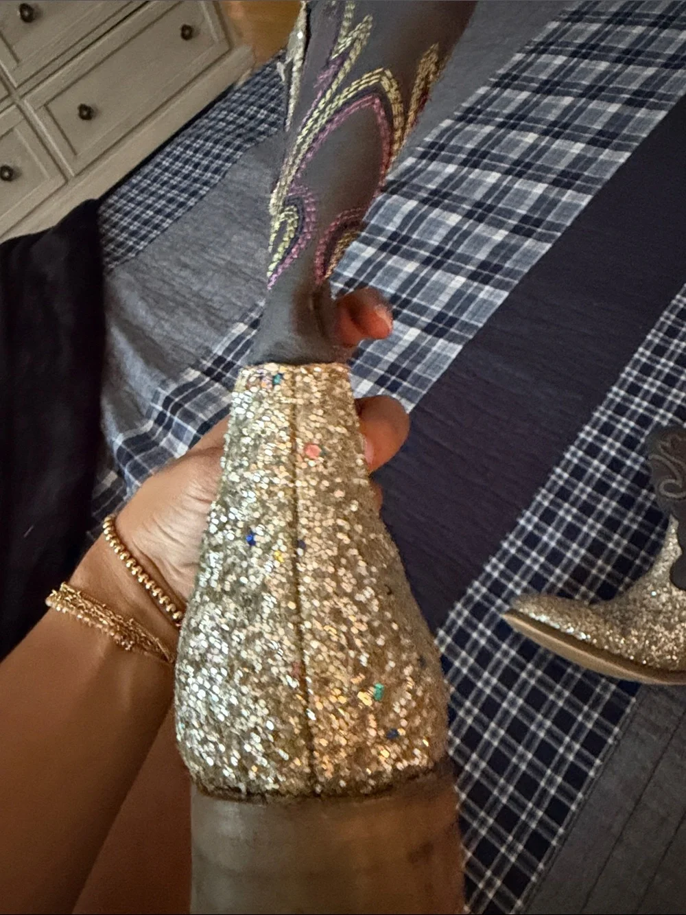 Gold Glitter Western Cowgirl Boots - little girls